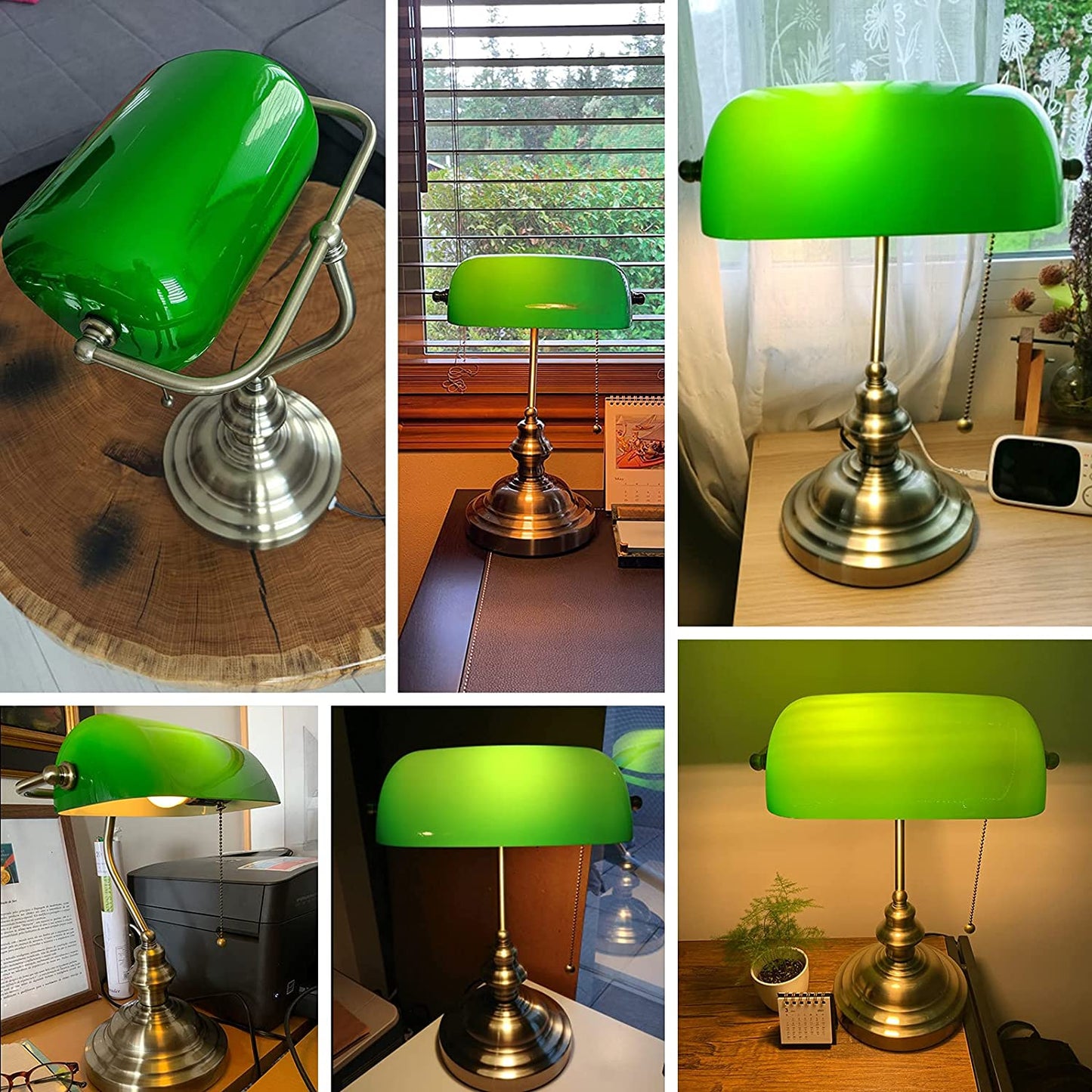 Classical vintage banker lamp table