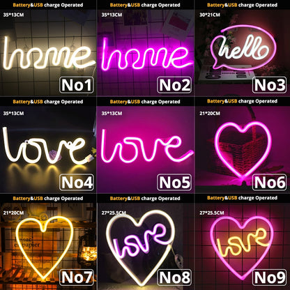 LED Neon Night Light Art Sign Wall Room