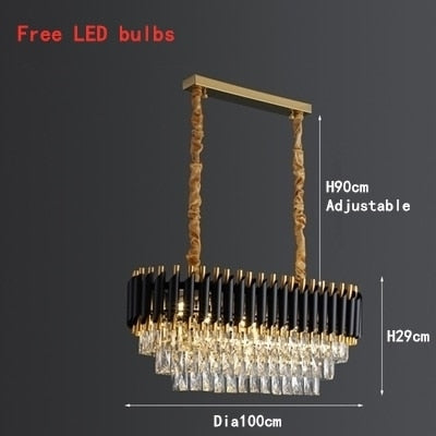 Crystal Chandeliers Black Metal Led