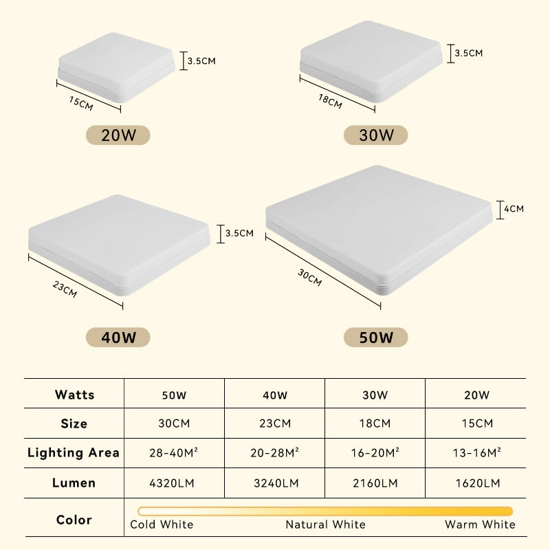 Modern Led Ceiling Lamp 20W 30W 40W Square