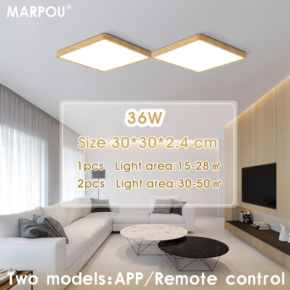 Smart LED Ceiling lamp Wood Grain