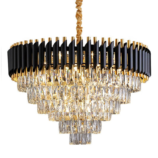 Crystal Chandeliers Black Metal Led