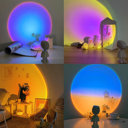 USB Astronaut Robot Rainbow Projection Sun Lamp