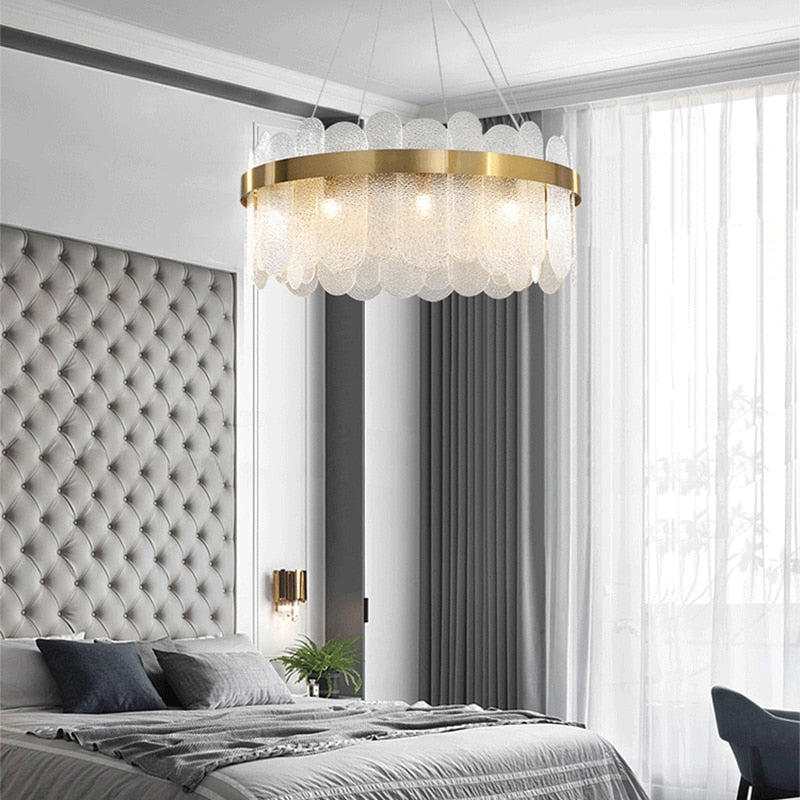 Nordic round LED living room crystal chandelier