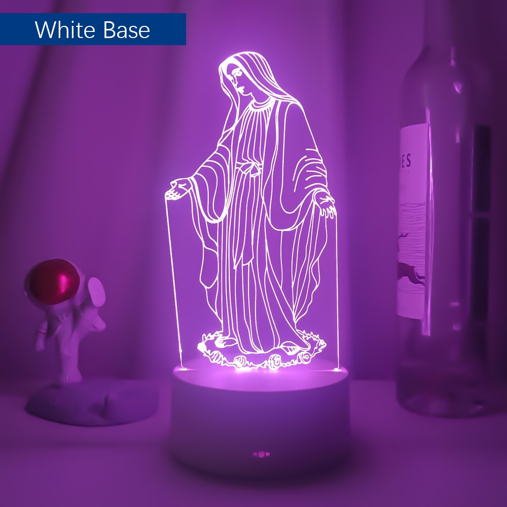 Acrylic 3D LED Night Light Blessed Virgin Mary Lamp