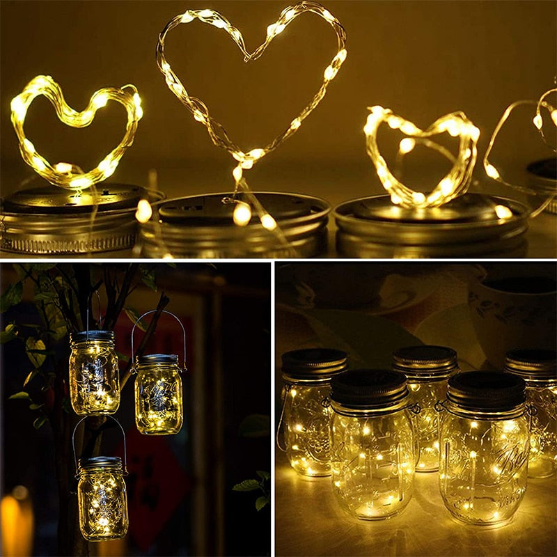 Outdoor Solar 10 Led Mason Jar Lights