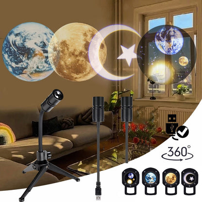 Star Projector 2 In 1 Earth Moon Projection Lamp