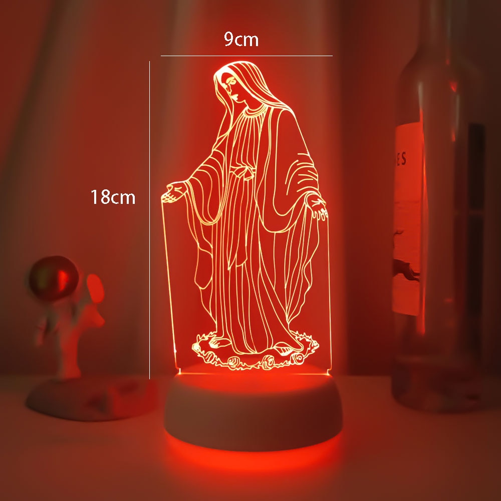 Acrylic 3D LED Night Light Blessed Virgin Mary Lamp