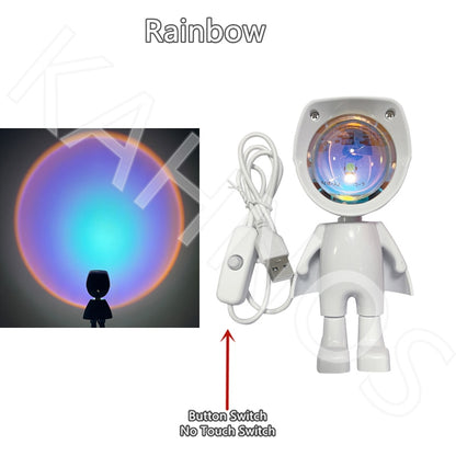 USB Astronaut Robot Rainbow Projection Sun Lamp