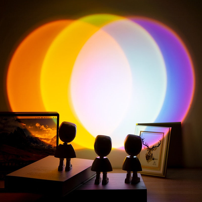 USB Astronaut Robot Rainbow Projection Sun Lamp