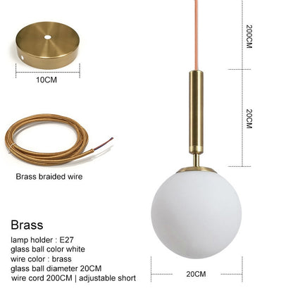 Modern Pendant Lamp Luxurious Gold Glass Ball