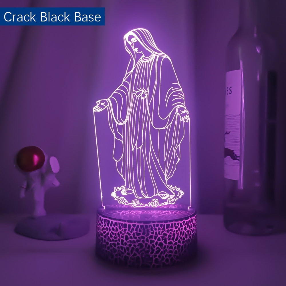 Acrylic 3D LED Night Light Blessed Virgin Mary Lamp