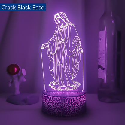 Acrylic 3D LED Night Light Blessed Virgin Mary Lamp