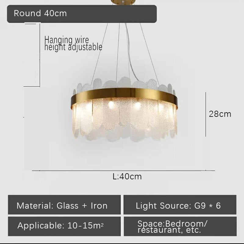 Nordic round LED living room crystal chandelier