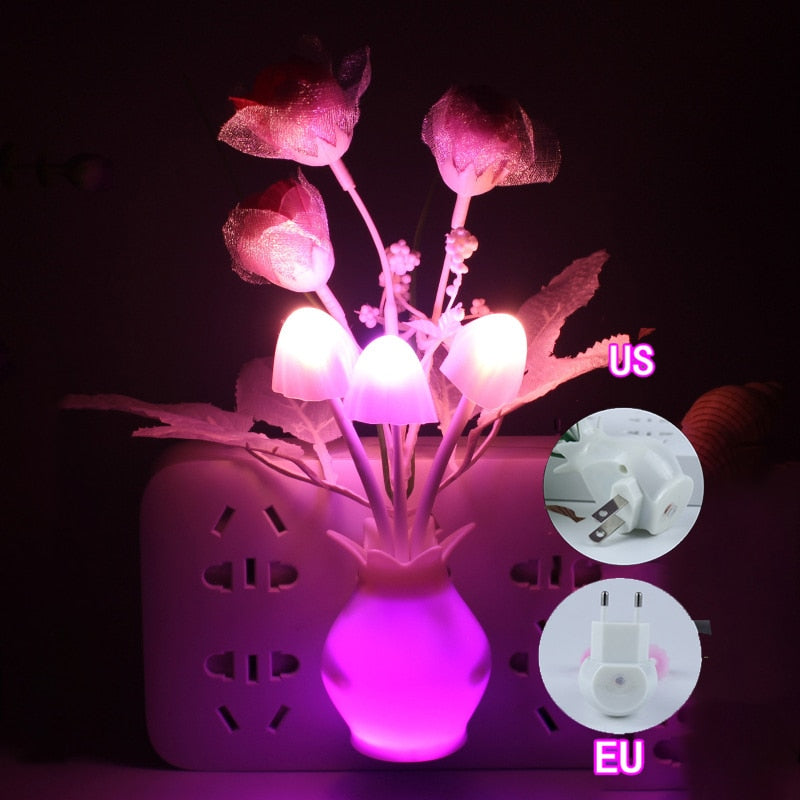 Rose Colorful LED Lilac Night Light Lamp