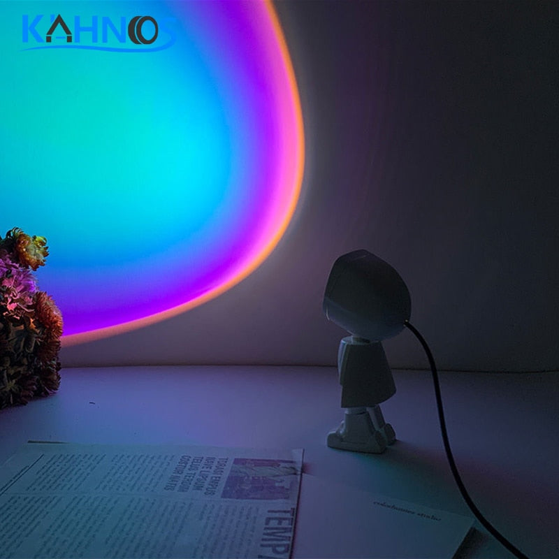 USB Astronaut Robot Rainbow Projection Sun Lamp