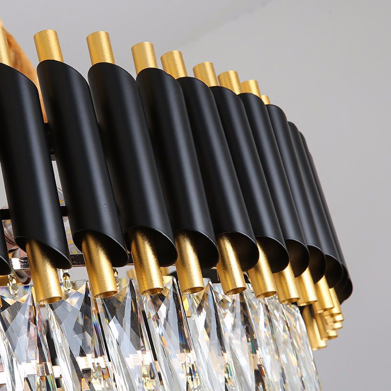 Crystal Chandeliers Black Metal Led