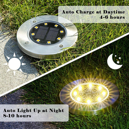 LED Solar Powered Disk Lights Outdoor