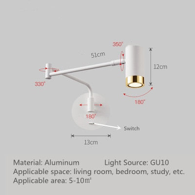 Adjustable Swing Long Arm LED Wall Lamps