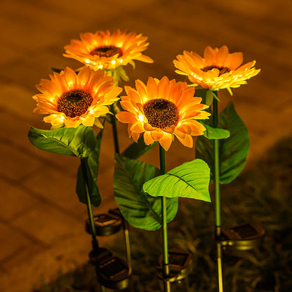 Solar Sunflowers Outside Garden