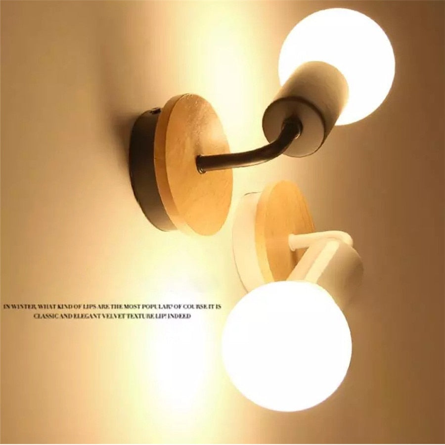 Wood Wrought Iron Wall Lamp Modern