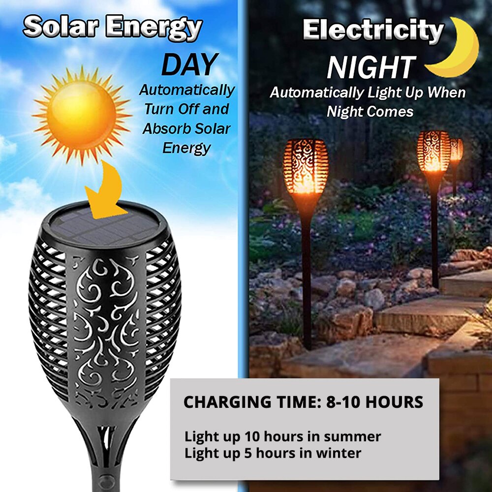 LED Solar Flame Light Flickering Torch