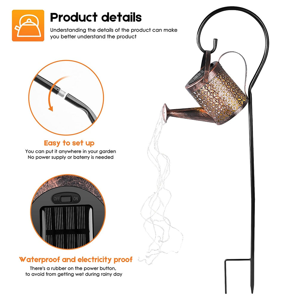 Solar Watering Can Light Hanging Lantern