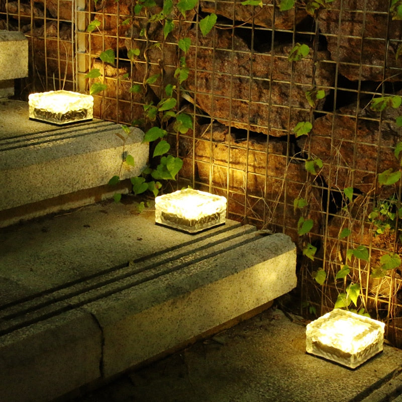 Solar Led Ice Cube Brick Lights Outdoor