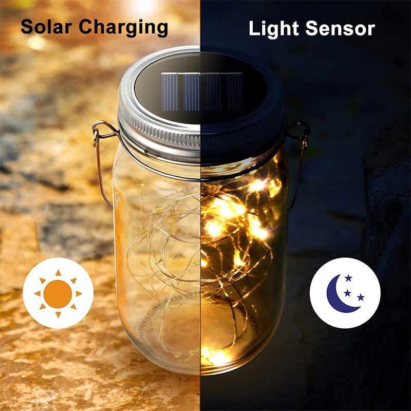 Outdoor Solar 10 Led Mason Jar Lights