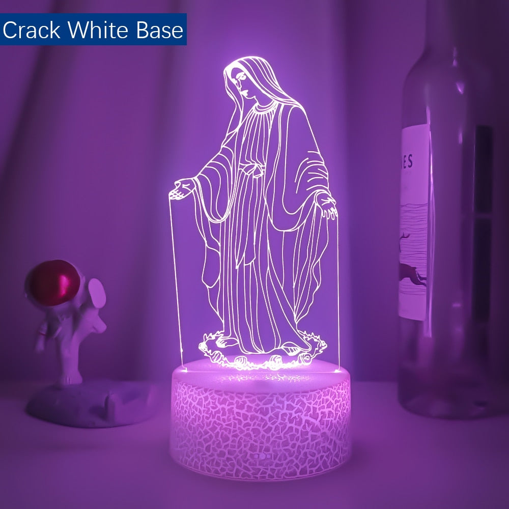 Acrylic 3D LED Night Light Blessed Virgin Mary Lamp