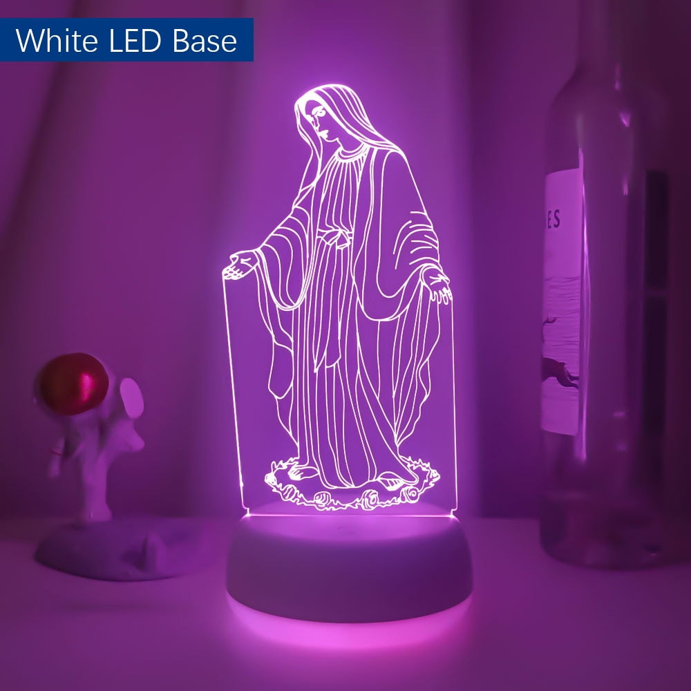 Acrylic 3D LED Night Light Blessed Virgin Mary Lamp