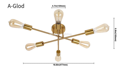 Modern Sputnik Ceiling Lights Fixture Nordic Semi Flush Lamps