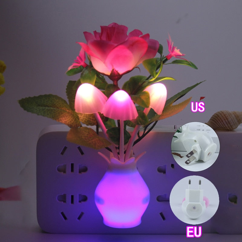 Rose Colorful LED Lilac Night Light Lamp