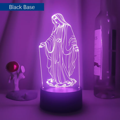 Acrylic 3D LED Night Light Blessed Virgin Mary Lamp