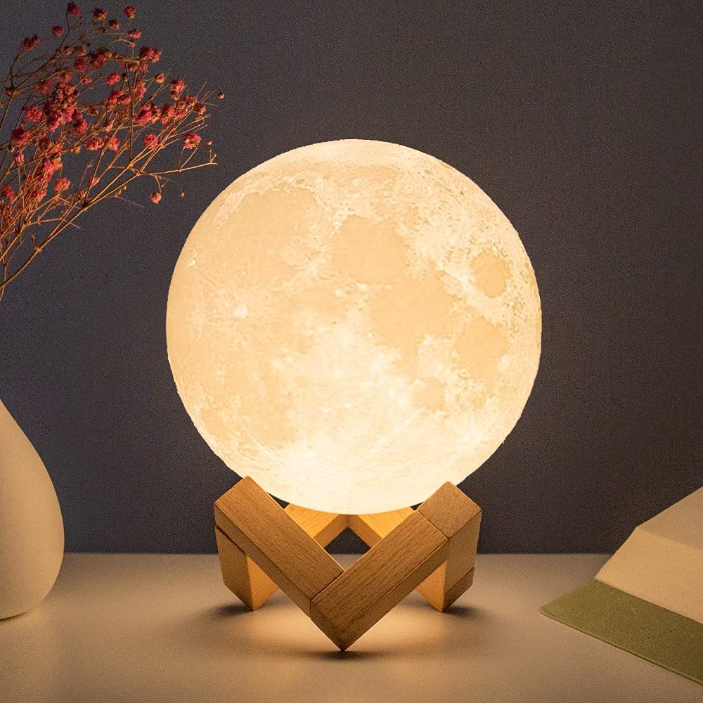 LED Night Light 3D Print Moon Lamp 8CM Battery Powered