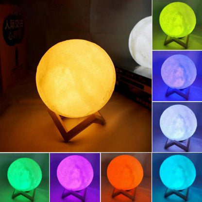 LED Night Light 3D Print Moon Lamp 8CM Battery Powered