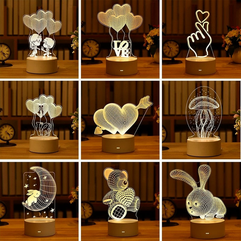 Romantic Love 3D Acrylic Led Lamp for Home