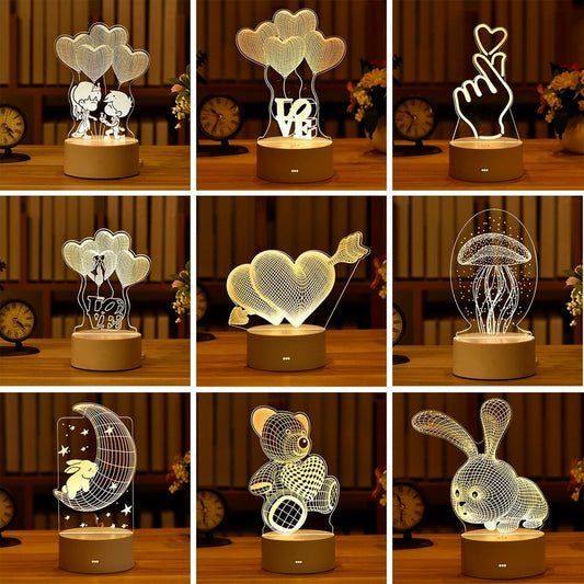 Romantic Love 3D Acrylic Led Lamp for Home