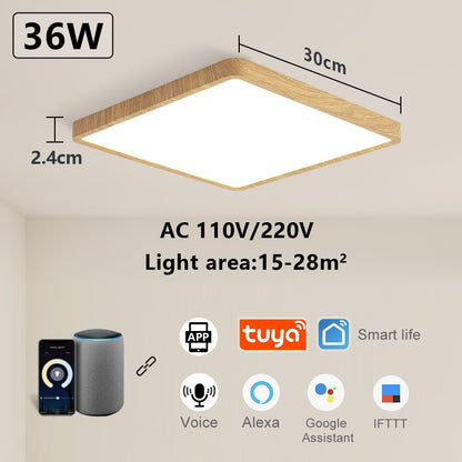 Smart LED Ceiling lamp Wood Grain