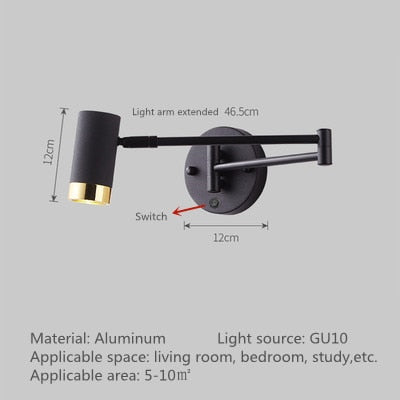 Adjustable Swing Long Arm LED Wall Lamps