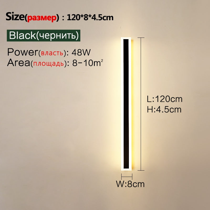 Outdoor waterproof garden decoration long strip outdoor wall lamp