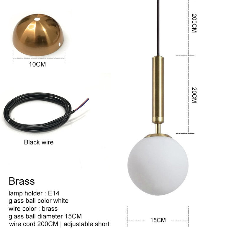 Modern Pendant Lamp Luxurious Gold Glass Ball