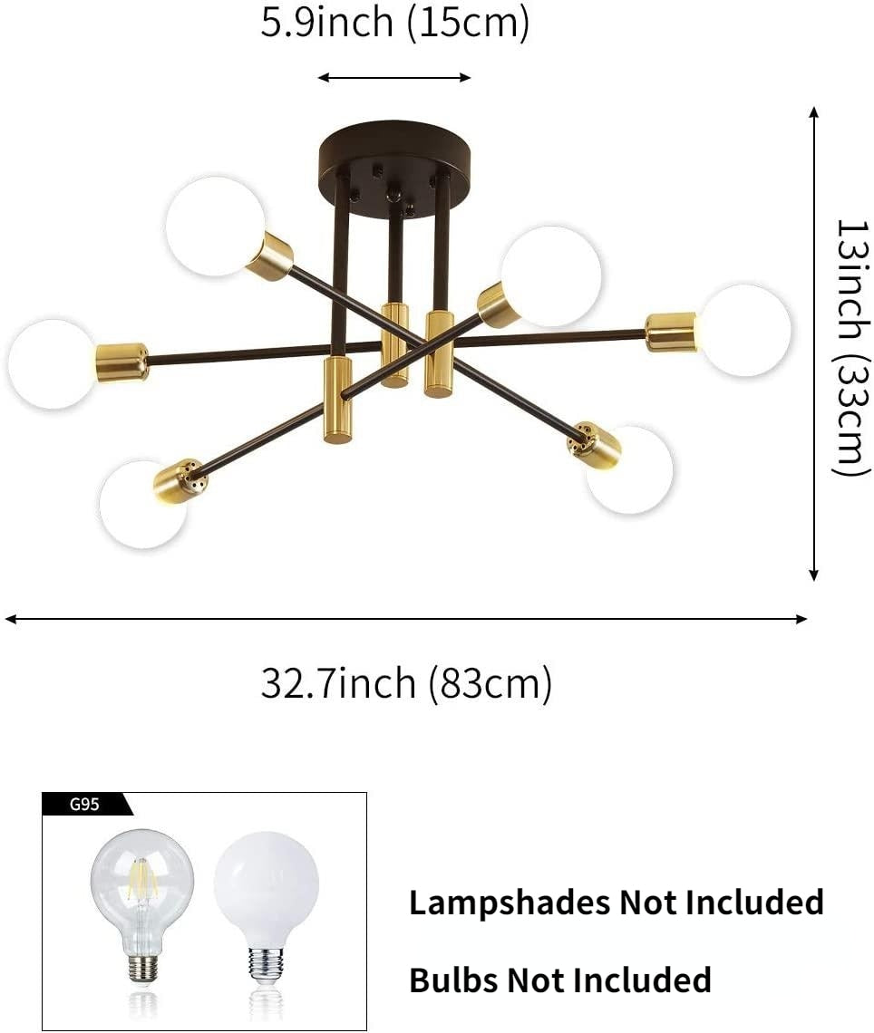 Modern Sputnik Ceiling Lights Fixture Nordic Semi Flush Lamps