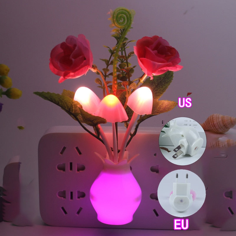 Rose Colorful LED Lilac Night Light Lamp