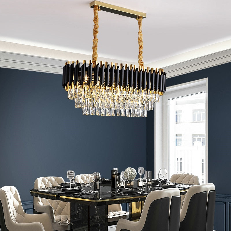 Crystal Chandeliers Black Metal Led