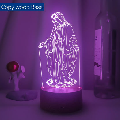 Acrylic 3D LED Night Light Blessed Virgin Mary Lamp