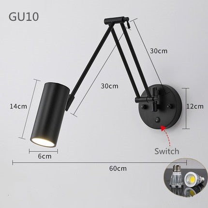 Adjustable Swing Long Arm LED Wall Lamps