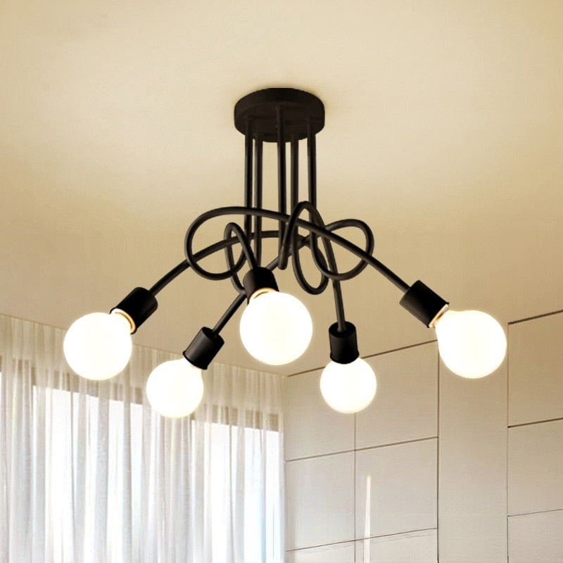 Retro Ceiling Light Wrought Iron LED Chandelier