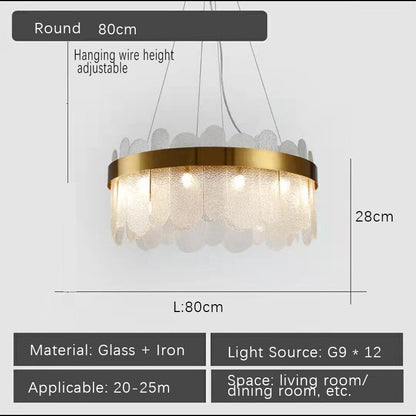 Nordic round LED living room crystal chandelier