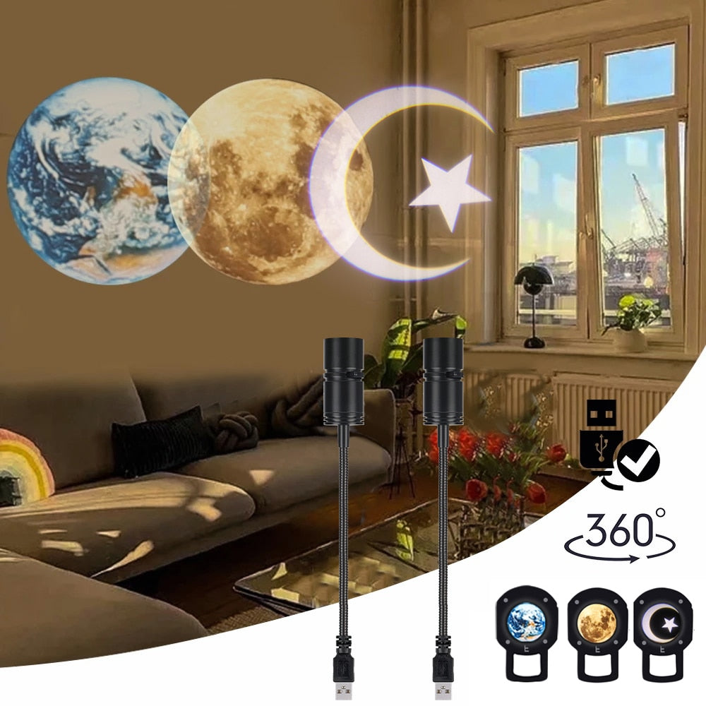 Night Light Planet Magic Moon Earth Projection LED Lamp